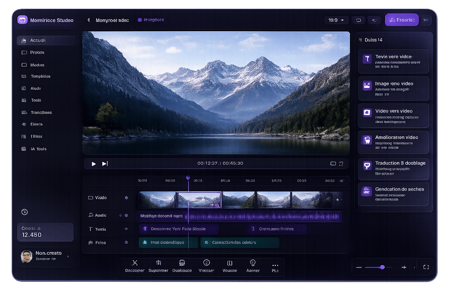 Aperçu de l'interface NomiFace Studio